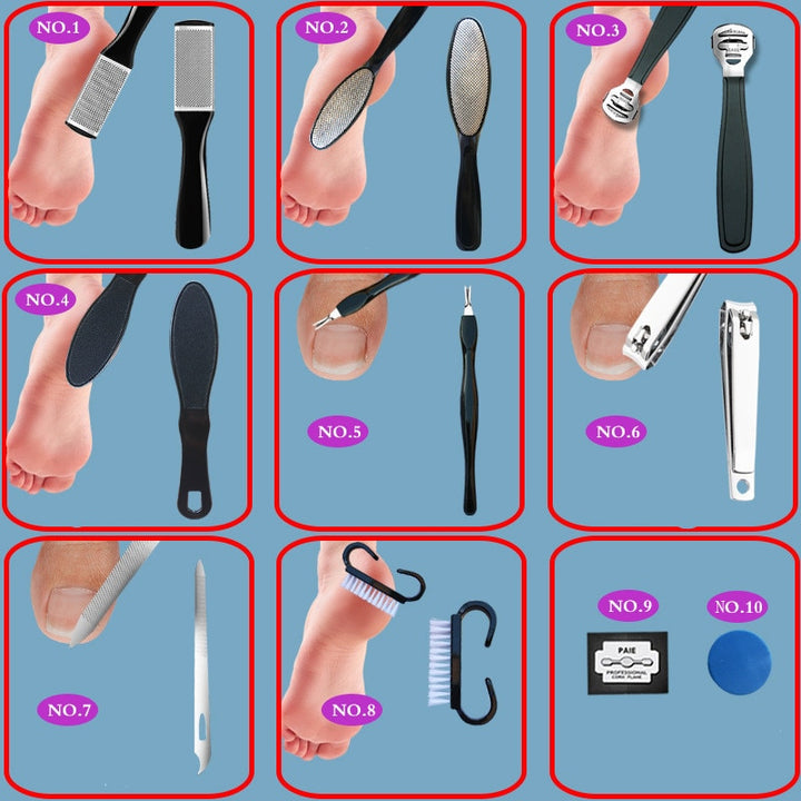 10-in-1 Professional Foot Care Kit — Pedicure Tools Set