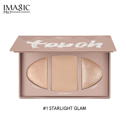 Three-Pan Face Highlighter Palette for Dimensional Glow