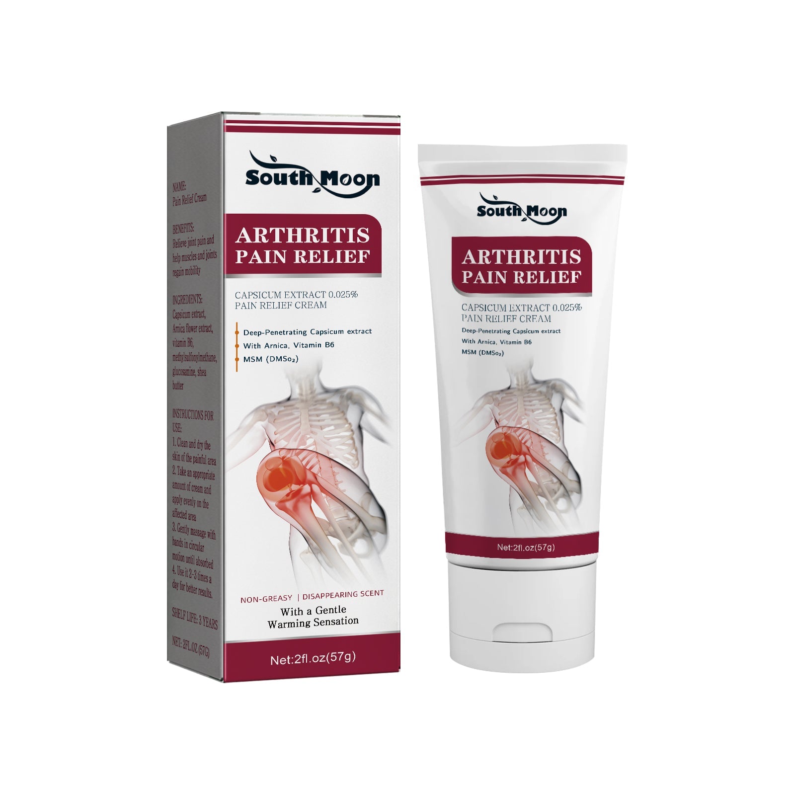 Product box and tube displayed side-by-side on white background showing full label