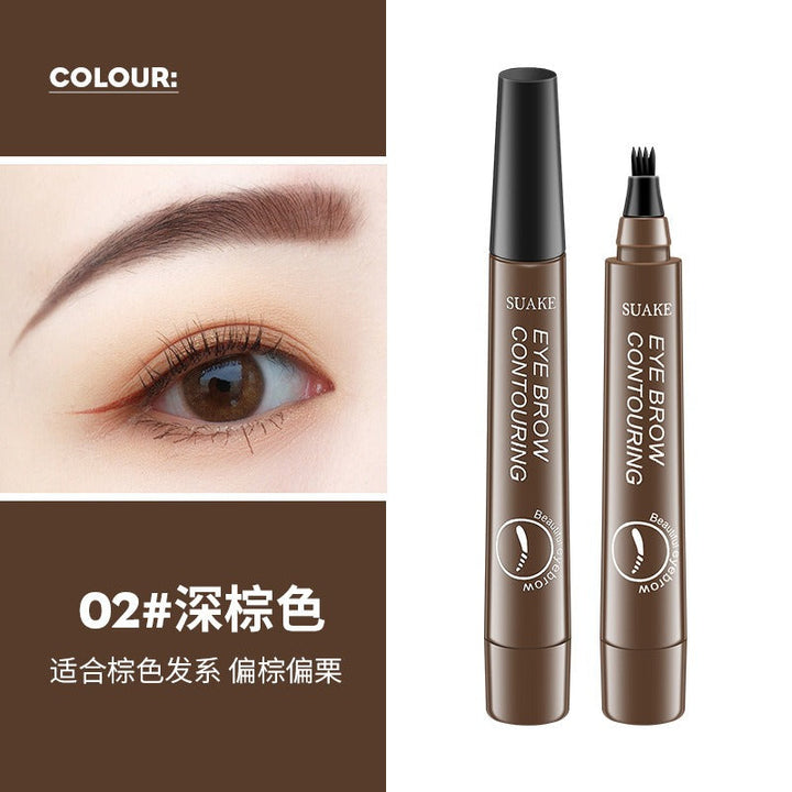 Four-Prong Eyebrow Pen for Natural, Waterproof Brows