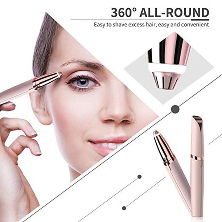 Electric Eyebrow Trimmer — Painless 360° Precision with LED