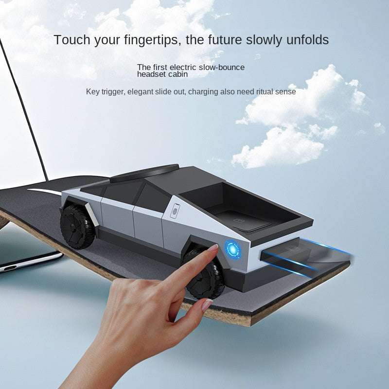3-in-1 Wireless Charger — Cybertruck Design, Motorized Drawer