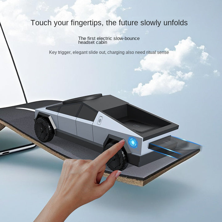 3-in-1 Wireless Charger — Cybertruck Design, Motorized Drawer