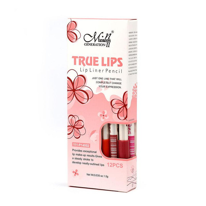 12-Color Waterproof Lip Liner Set for Defined Lips