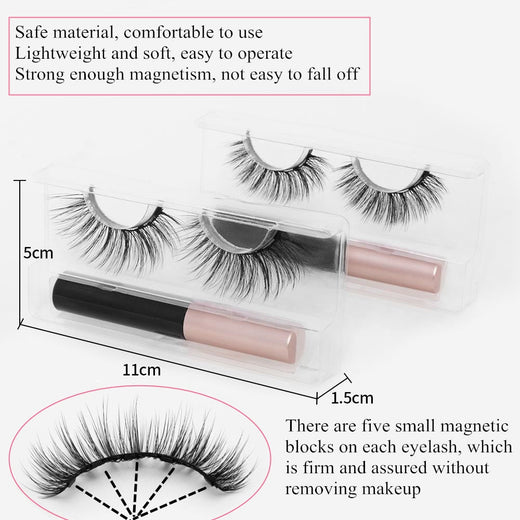 3D Magnetic Eyelashes With Long-Lasting Eyeliner