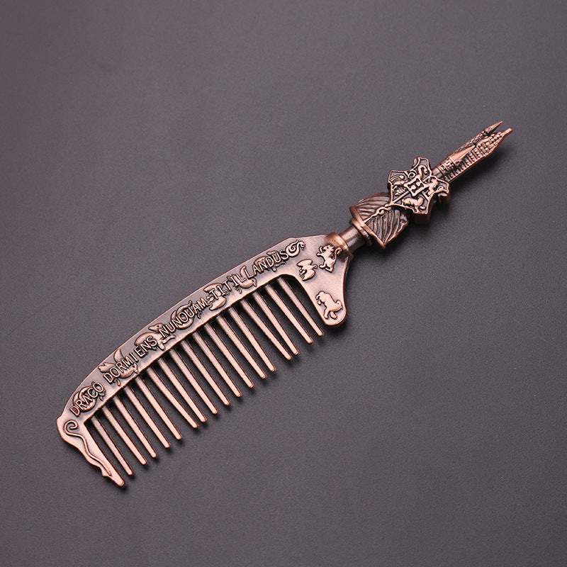 Harry Potter Engraved Metal Comb — Hogwarts Antique Hair