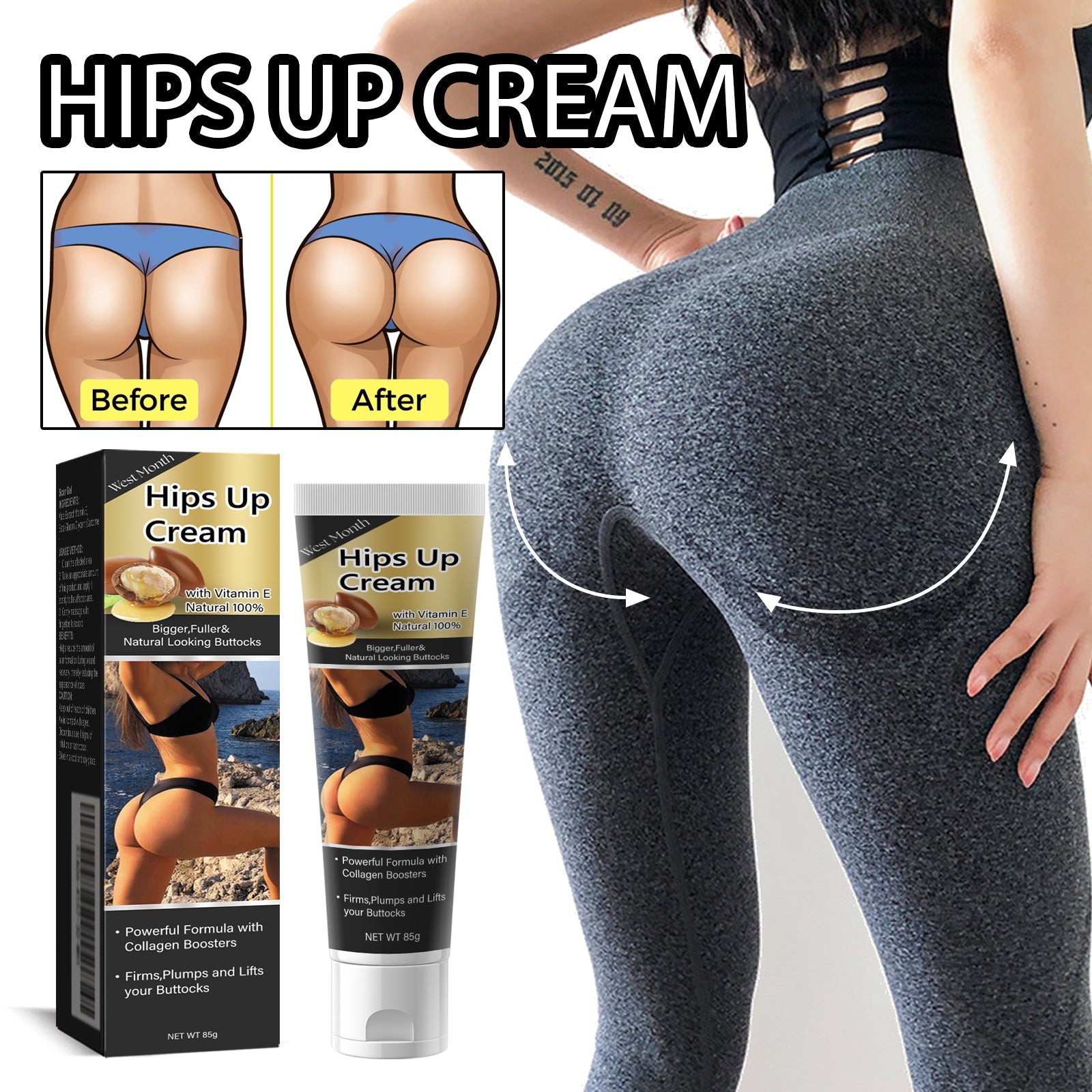 Educational infographic titled 'Do You Have These Problems Too?' displaying sagging hips, flat buttocks, and sunken buttocks with descriptive text