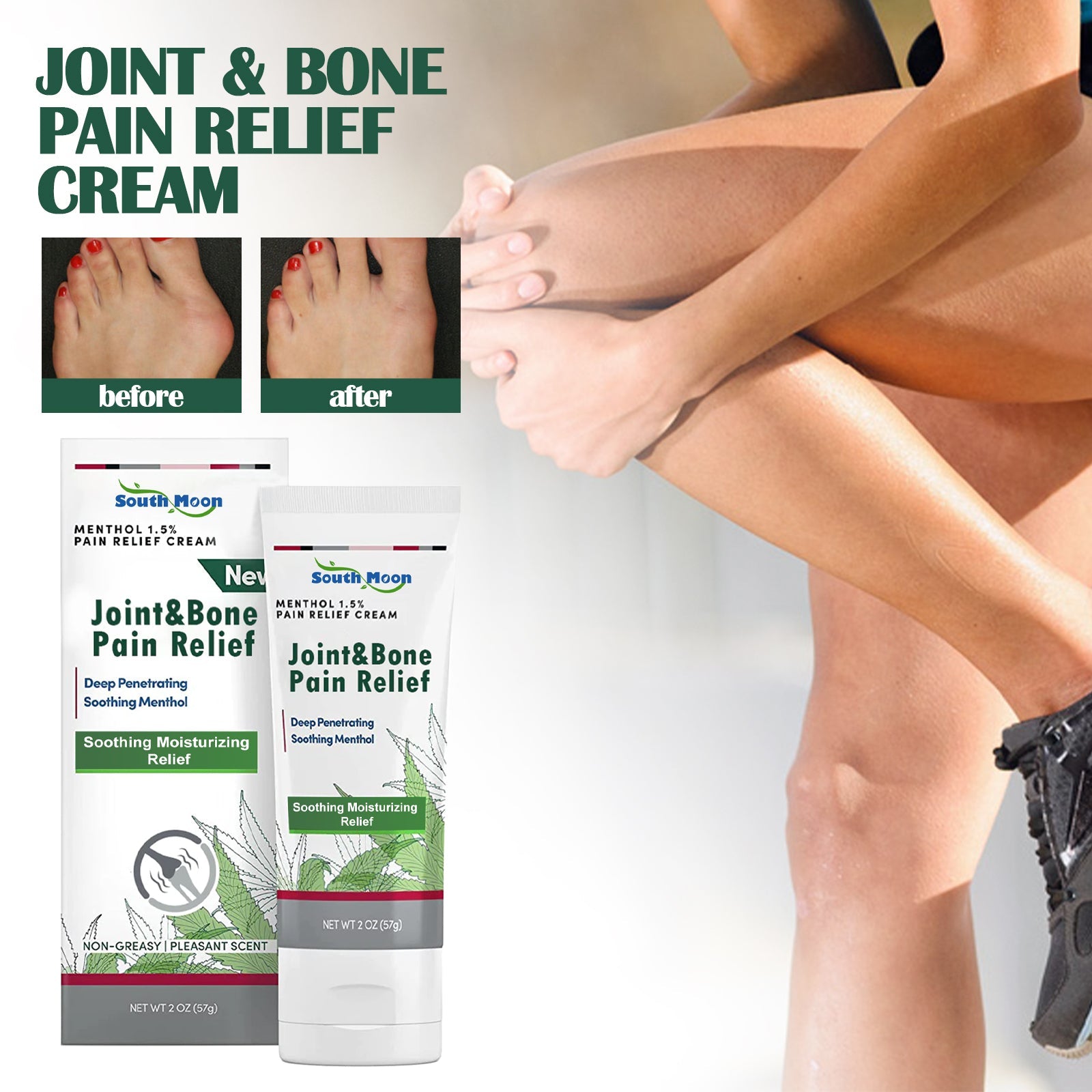 Active male runner jogging outdoors with product packaging overlay and '100% Regain Bone Health' headline