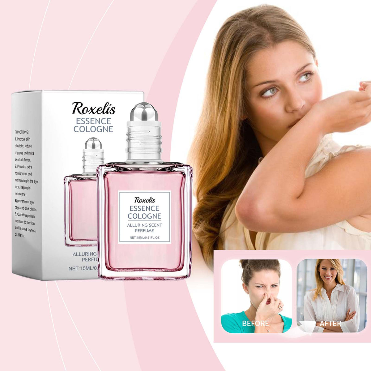 Rose Fragrance Perfume, Portable 15ml Everyday Scent