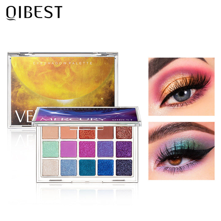 15-Color Eyeshadow Palette for Matte & Glitter Looks