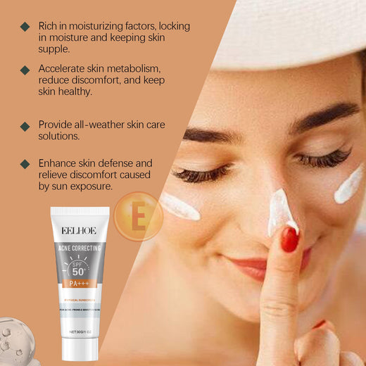 EELHOE Physical Sunscreen, Hydrating Sunblock Facial Skin Ca