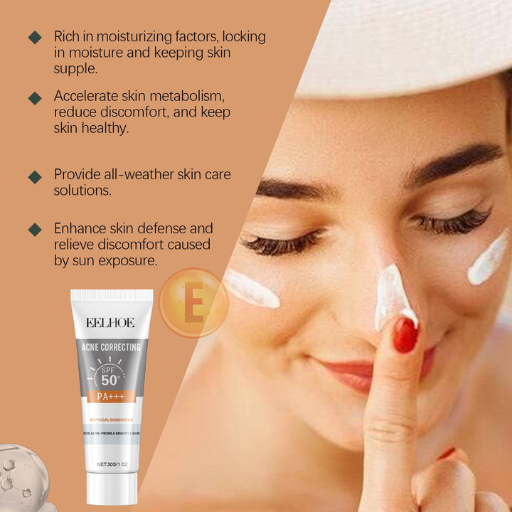 EELHOE Physical Sunscreen, Hydrating Sunblock Facial Skin Ca