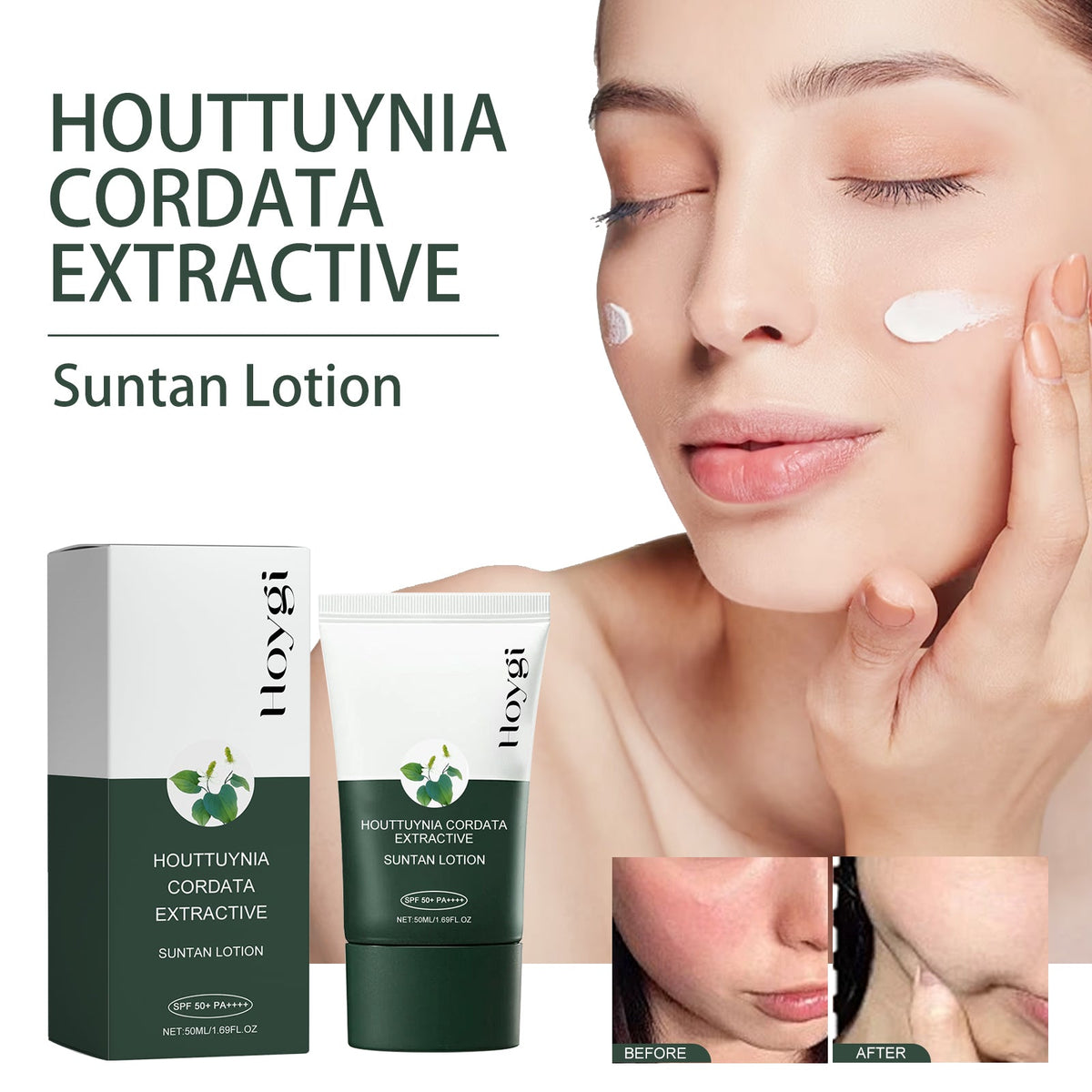 Houttuynia Cordata SPF 50+ Brightening Sunscreen Moisturizer