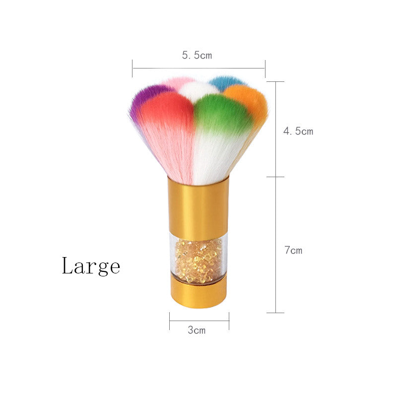 Dust Brush for Nails — Rainbow Fan Shape & Crystal Handle