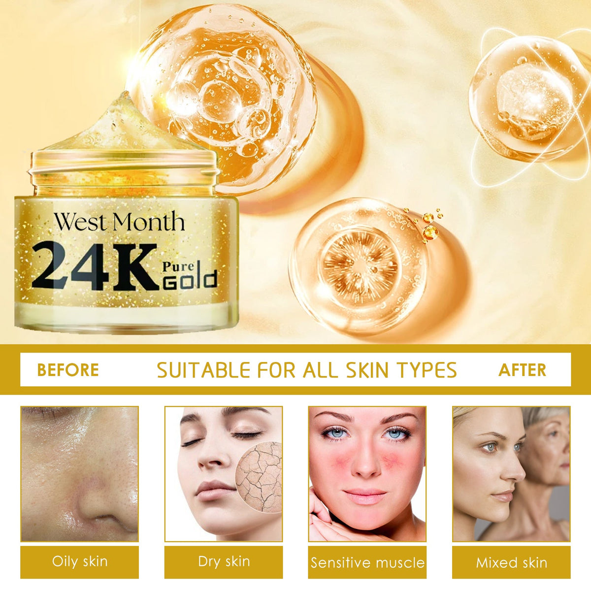 24K Gold Collagen Face Cream for Fine Lines & Firmness