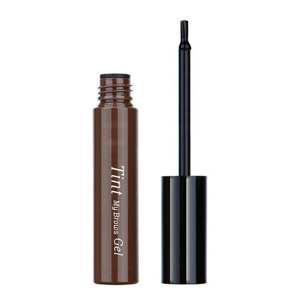 Swatches of three shade options (Brown, Light Brown, Gray Brown) with multiple before/after eye closeups showing application results