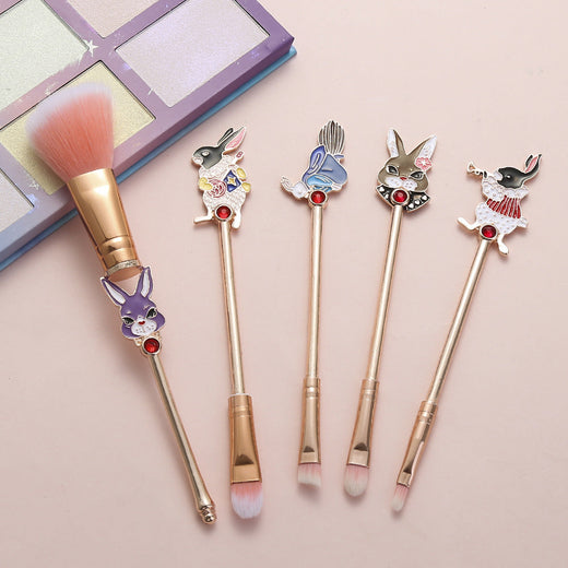 Alice in Wonderland Enamel Rabbit 5-Piece Makeup Brush Set
