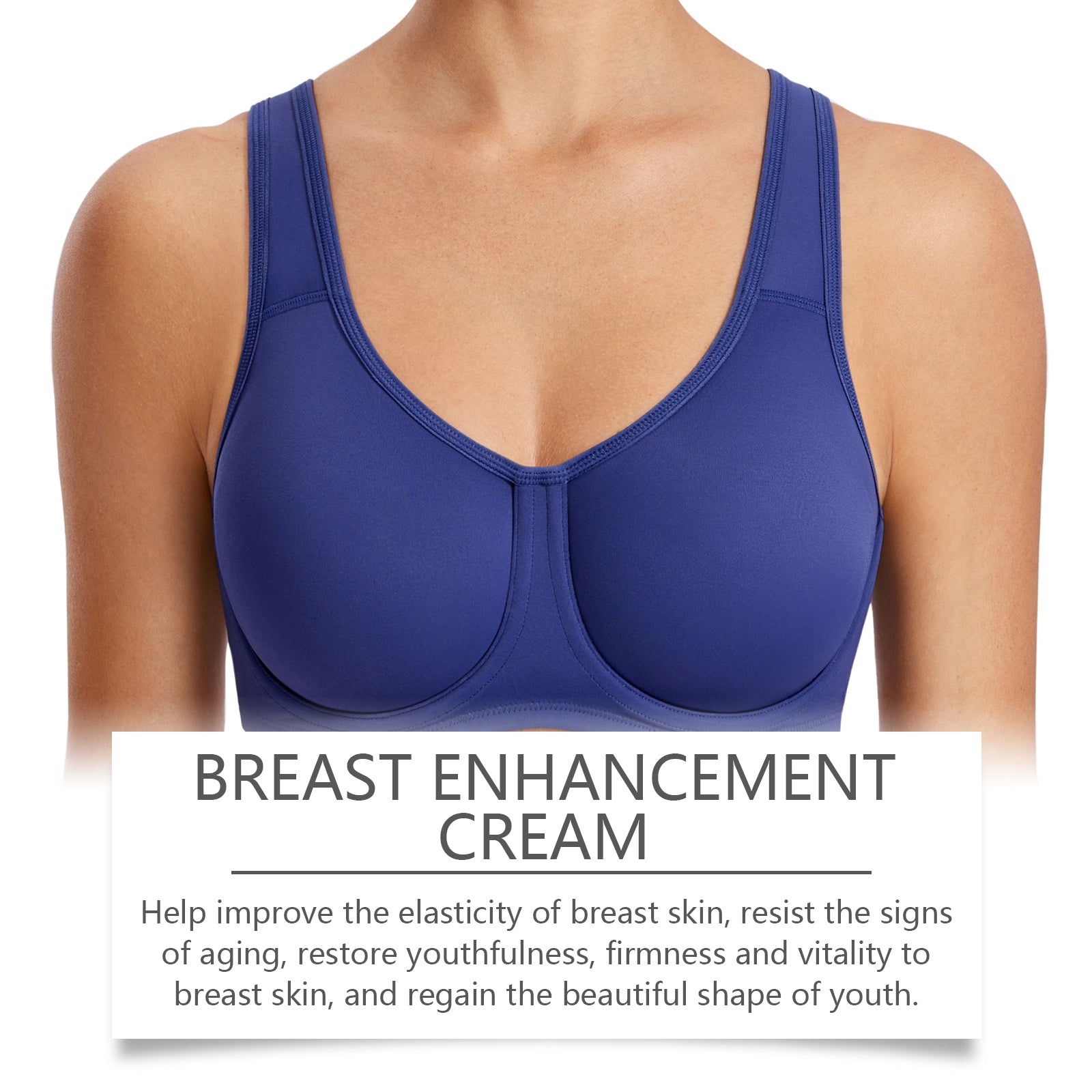 Before and after transformation showing dramatic breast lift and skin improvement with product application