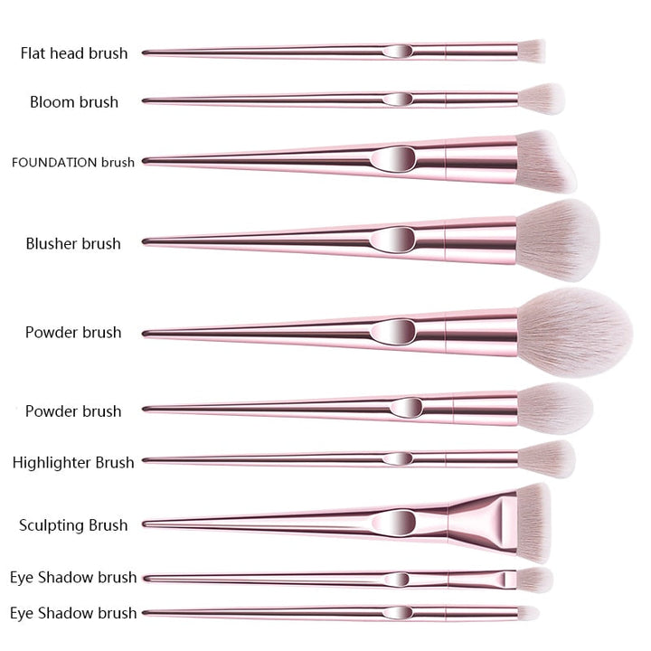 10-Piece Rose Gold Makeup Brush Set — Airbrushed Finish