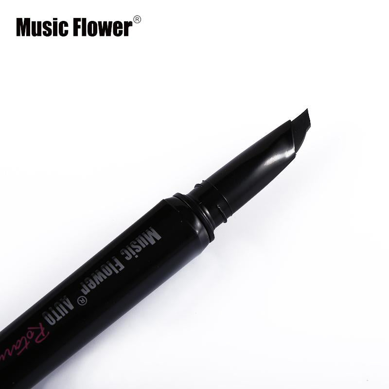 Close-up of the Music Flower Push-Up Eyeliner pen with angled precision tip extended against white background