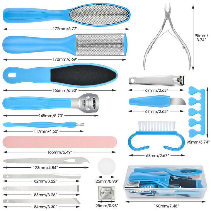 Manicure Pedicure Kit 18pc – Callus Remover & Nail File Set