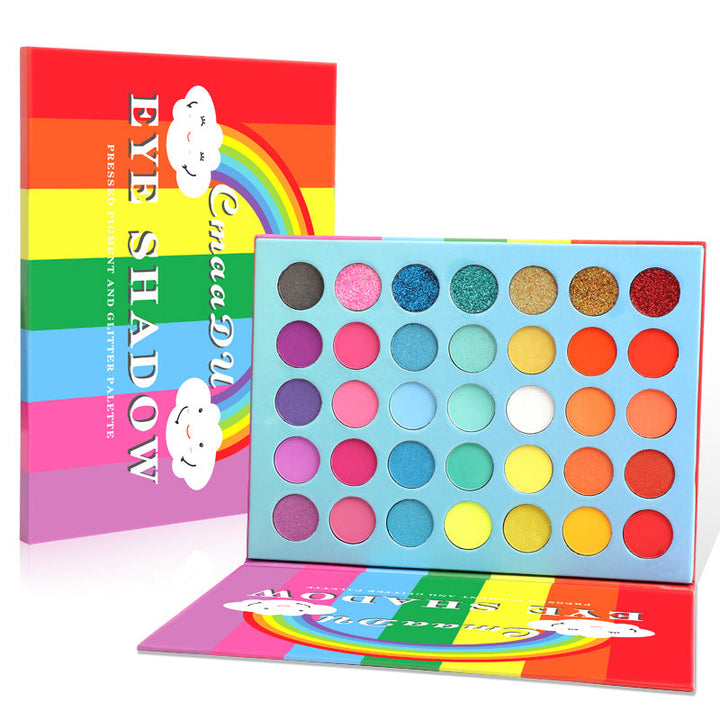 35-Color Rainbow Eyeshadow Palette With Matte Glitter