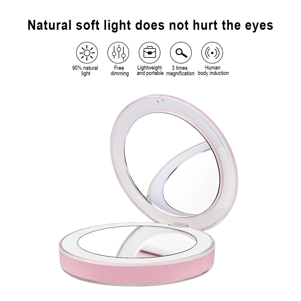 Icons and text explaining natural soft light technology with product shown