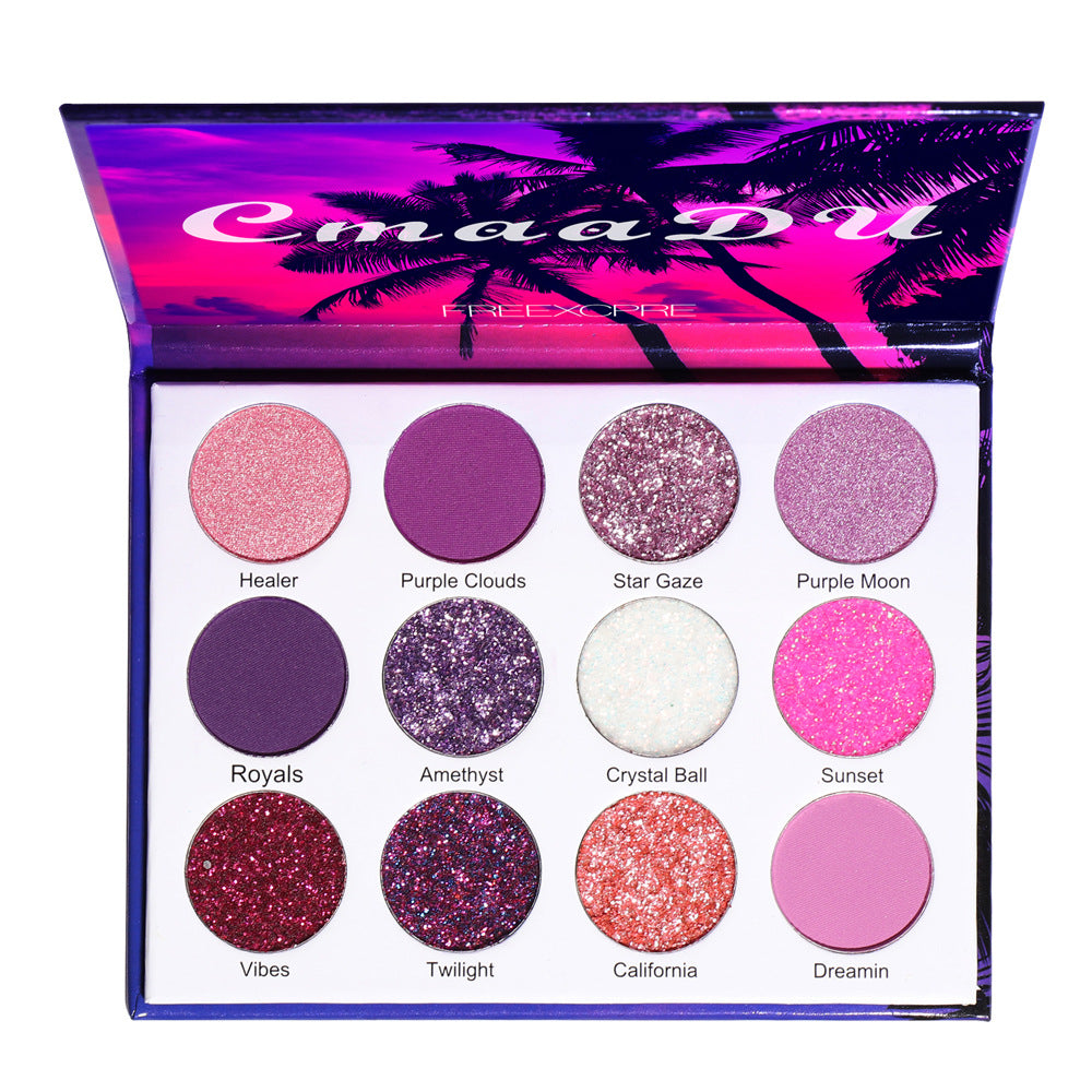 12-Color Eyeshadow Palette With Matte & Glitter Shades