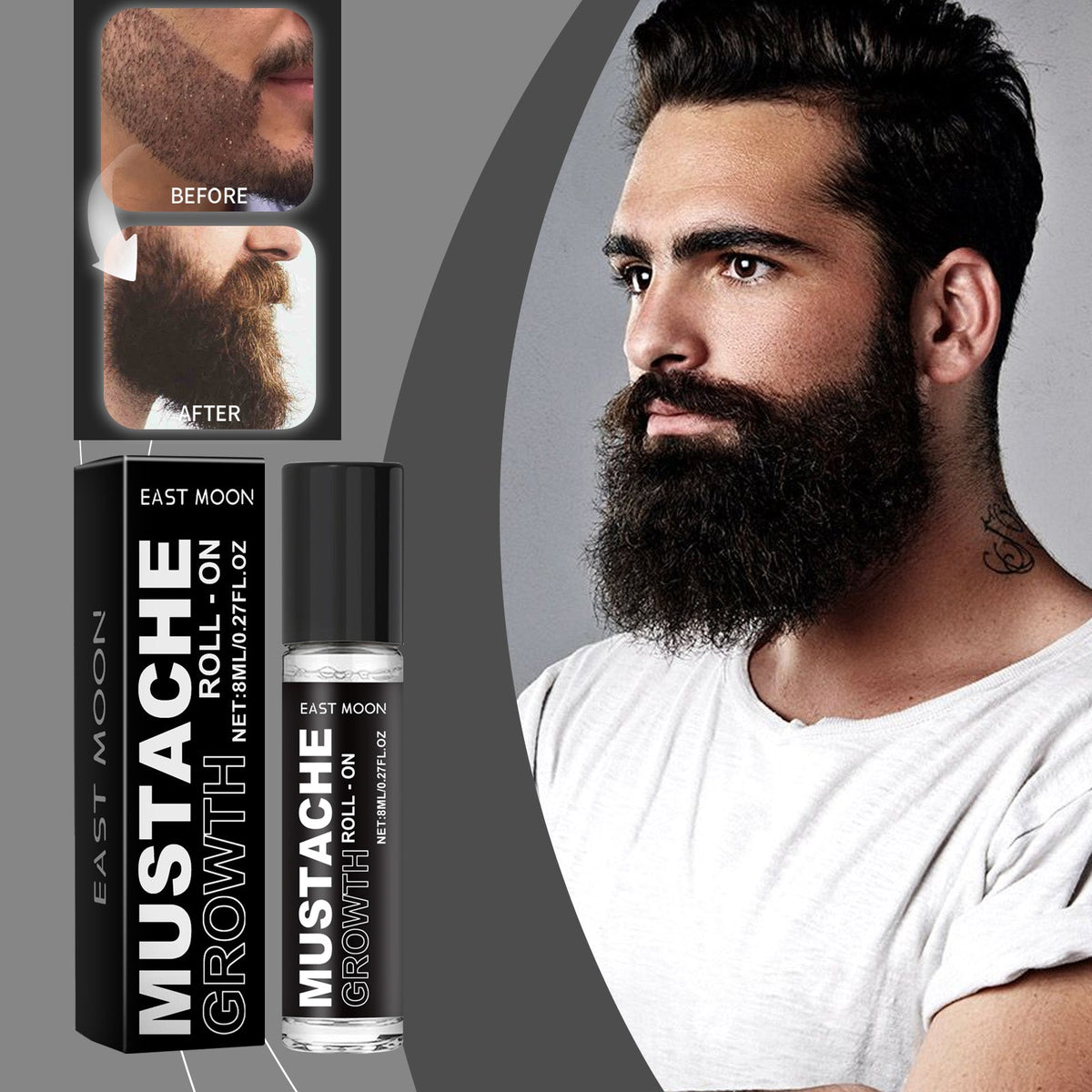 Beard Growth Serum Roll-On — Fuller, Thicker Beard in Weeks