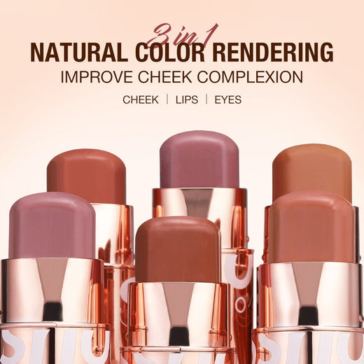3-in-1 Cream Blush Stick for Soft Natural Rosy Cheeks