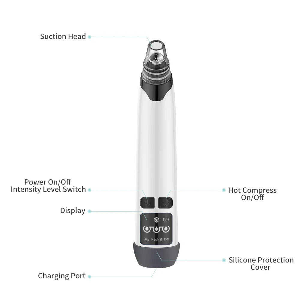 Pore Vacuum with Hot Compress — 3 Suction Levels for Clear