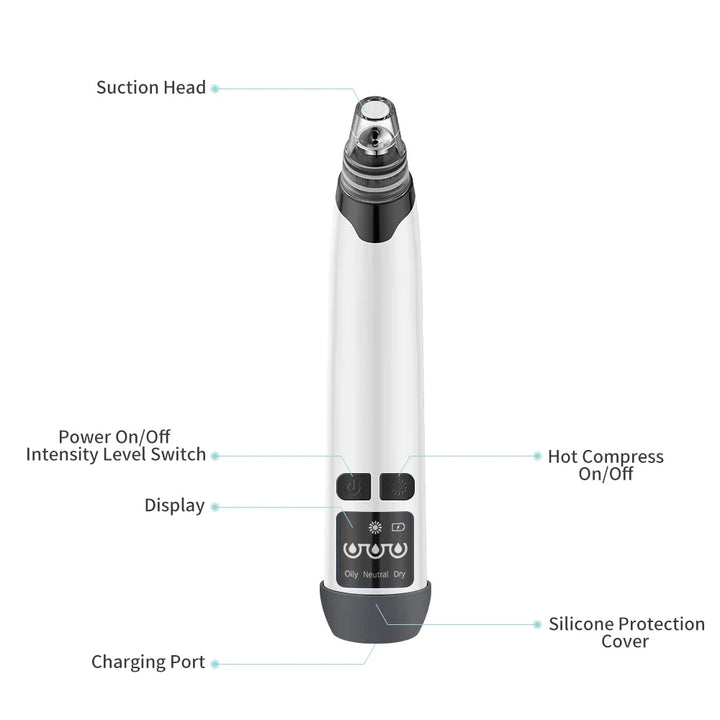 Pore Vacuum with Hot Compress — 3 Suction Levels for Clear