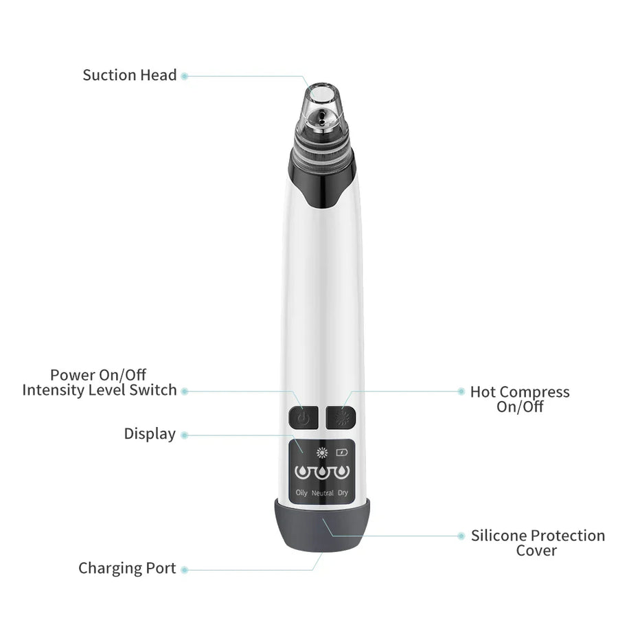 Pore Vacuum with Hot Compress — 3 Suction Levels for Clear