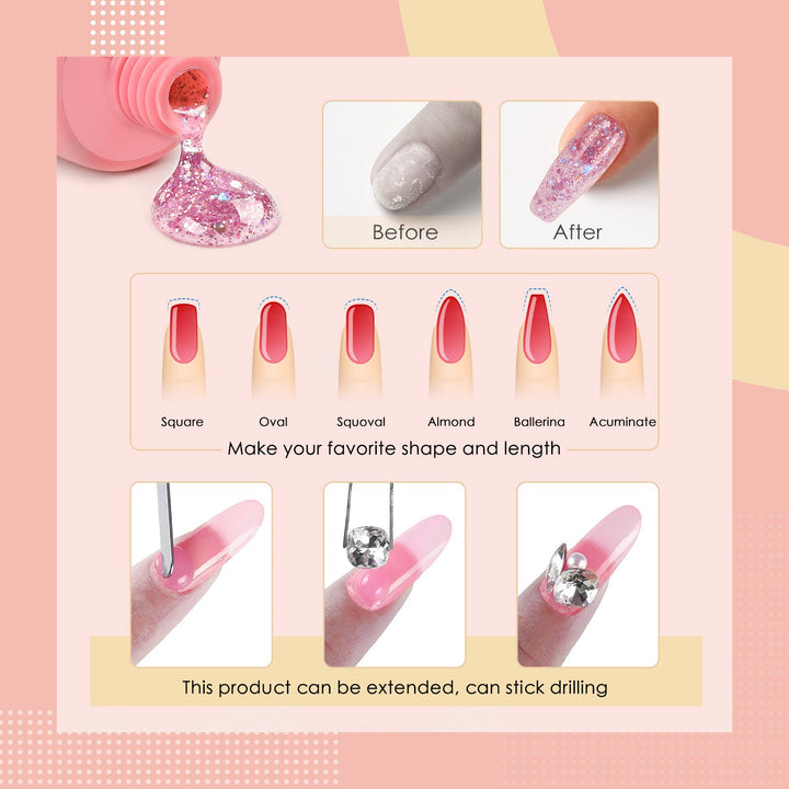 Poly Nail Extension Gel — Crystal-Infused, Quick-Building