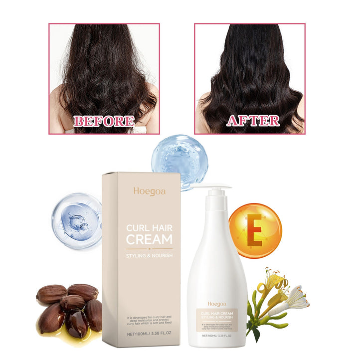 Curl Cream for Defined, Hydrated, Glossy, Frizz-Free Hair