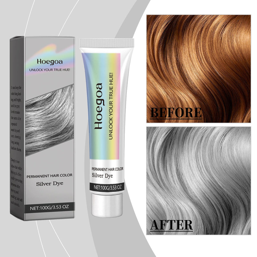 Silver Gray Hair Color Cream for Long-Lasting Cool Tone