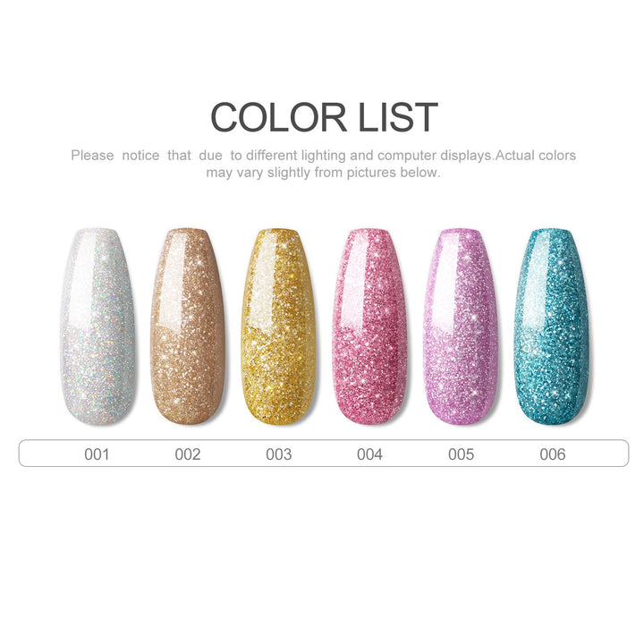 Crystal Powder — 6‑Shade Shimmer Set for Salon‑Quality Nail