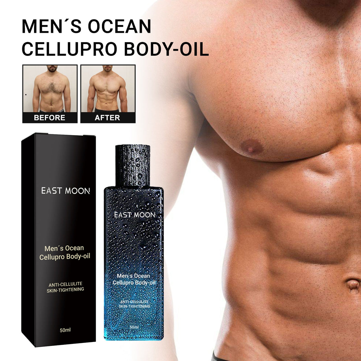 Men's Firming Body Oil for Abs and Chest Definition