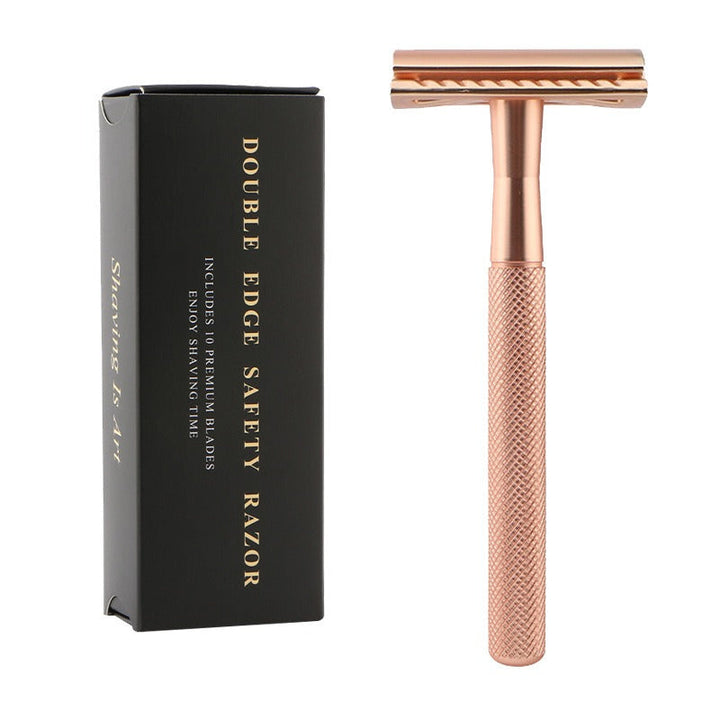 Safety Razor — Manual Shaver, Rose Gold, 10 Blades