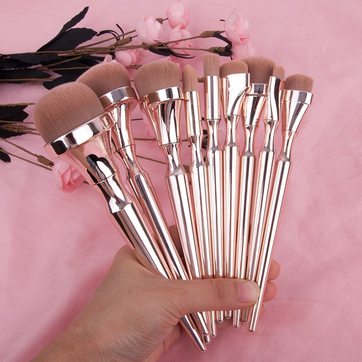Rose Gold Makeup Brush Set – Flawless Full-Face Finish in 9