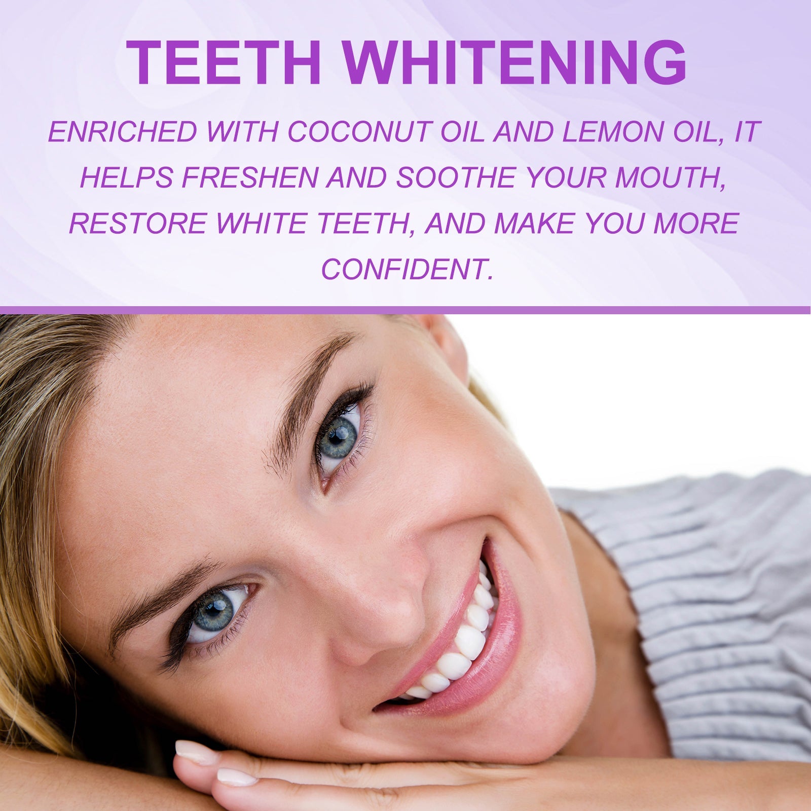 Jaysuing Purple Teeth Whitening Strips box with gold branding and two purple strips displayed
