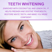 Jaysuing Purple Teeth Whitening Strips box with gold branding and two purple strips displayed