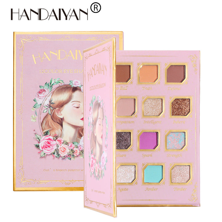 12-Color Eyeshadow Palette With Mirror, Matte & Shimmer