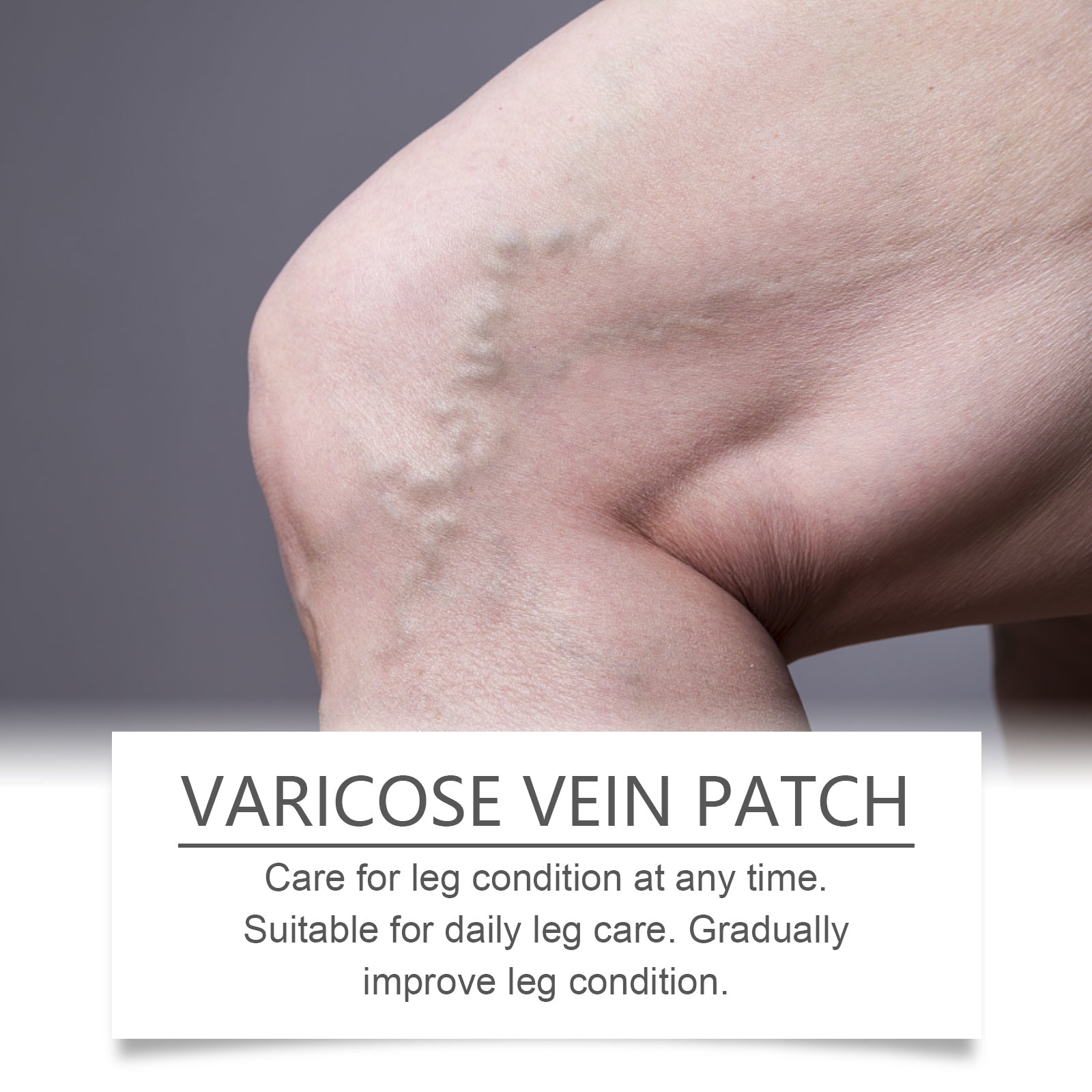 Before/after leg comparison with visible vein reduction on treated side; dual benefit cards highlighting 'Hydrating Nourishment' and 'Refreshing Experience'