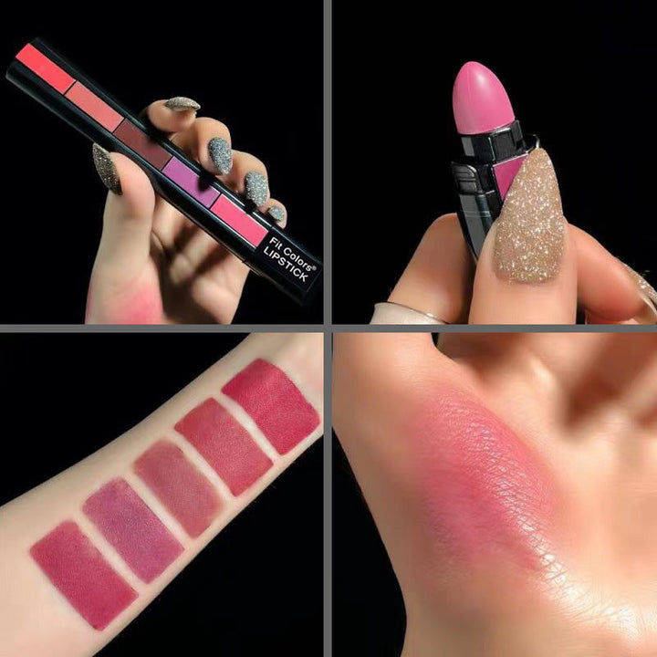 5-Color Matte Lipstick Set for Easy On-the-Go Makeup Looks