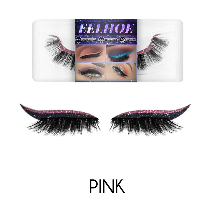 Self-Adhesive False Eyelashes With Glitter Eyeliner
