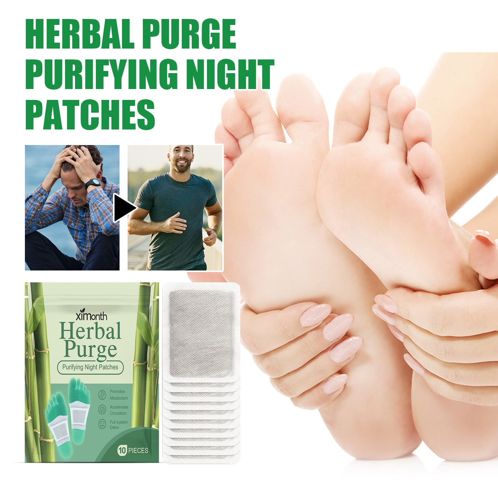 Stack of individual white herbal purging night patches