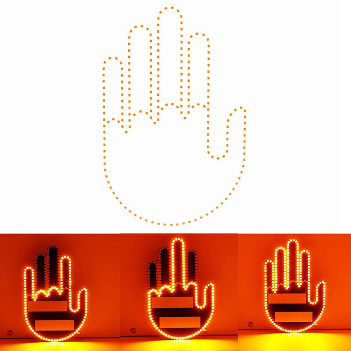 LED Middle Finger Light — Hilarious Rear Window Car Gesture