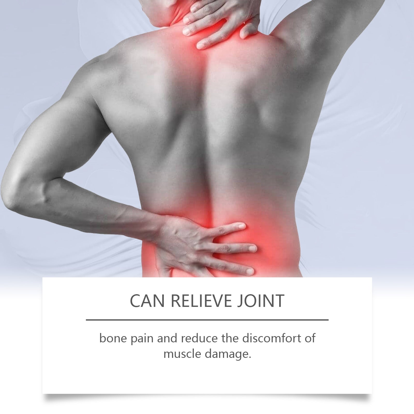 Lifestyle scene of runner holding knee with text overlays 'QUICK RELIEF' and 'REDUCE STIFFNESS' alongside bee and ginger ingredient imagery