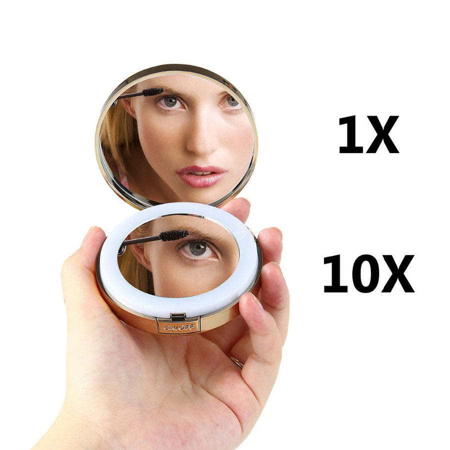 LED Makeup Mirror with 10X Magnification & Lights